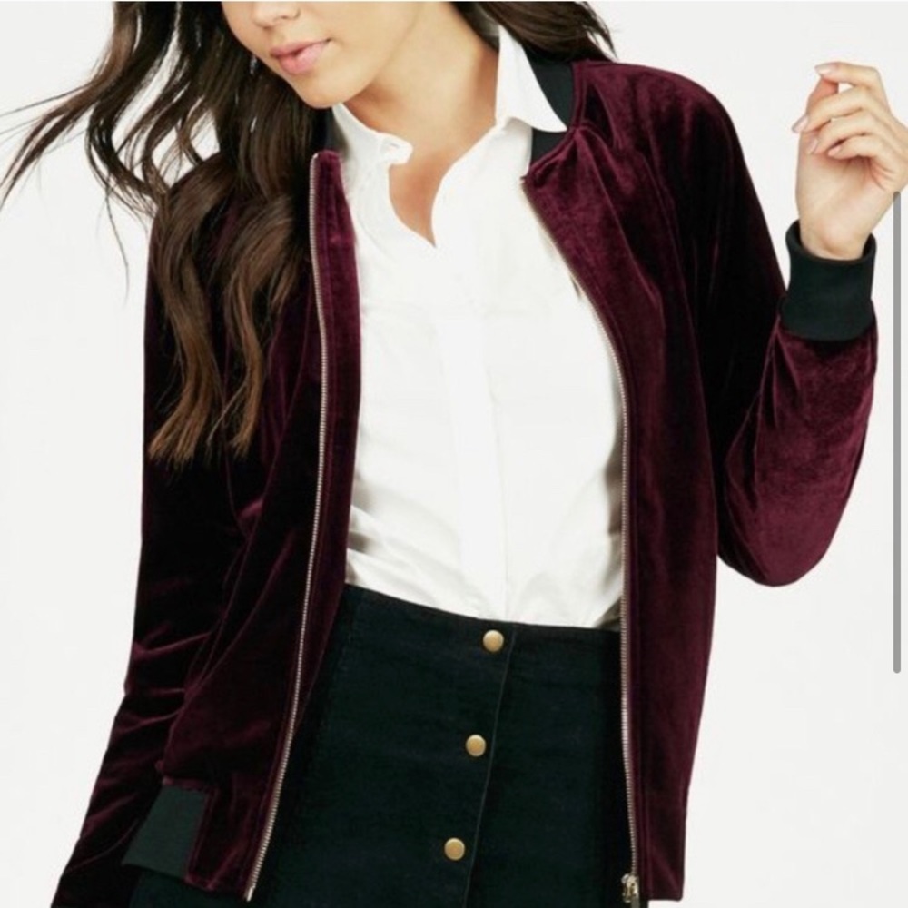 JustFab Velvet Bomber Jacket